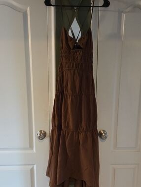Brown Tiered Halter Summer Dress - Unbranded